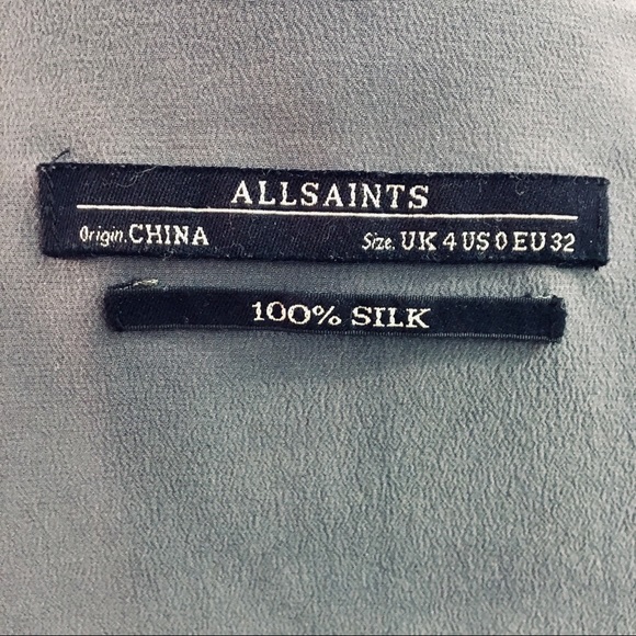 All Saints Madison Silk Shirt Dress Sz 4, Slate - Picture 8 of 8